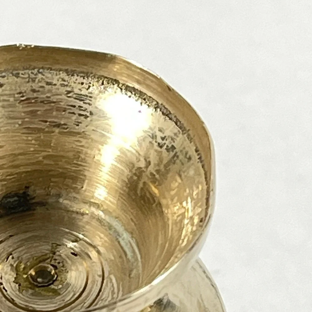 Vintage Solid Brass Bud Vase‎ Flared Rim Pedestal Base Gold Tone 5.5 Inch